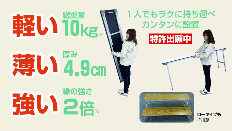 薄型軽量会議用テーブル
